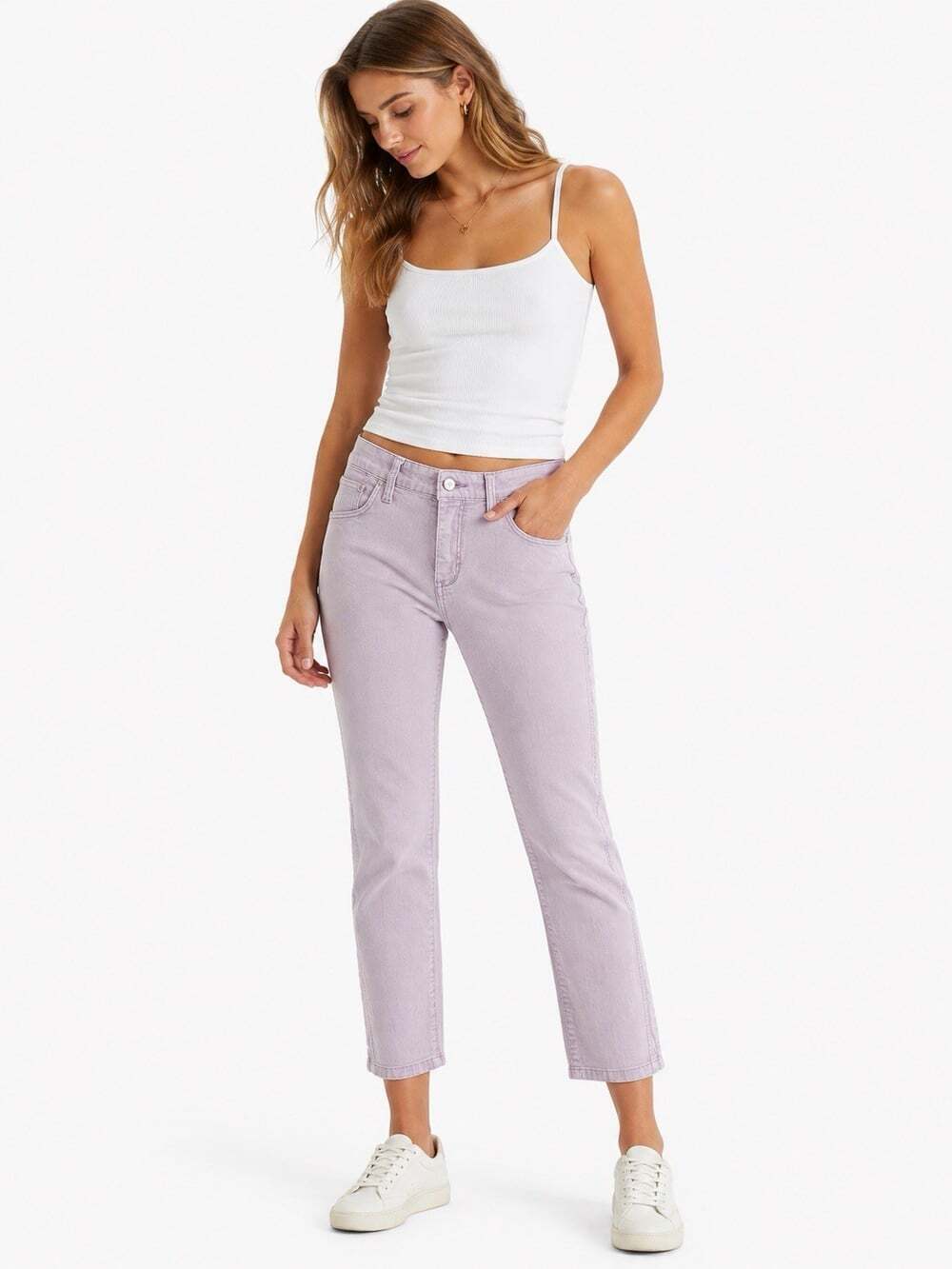 Pilcro Anthropologie Stet Jeans Womenโs 30 Lavender Straight Leg Cropped